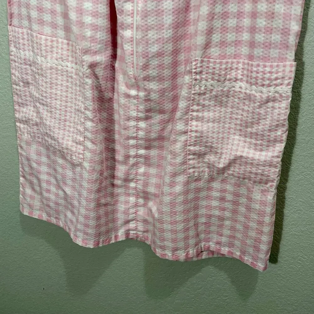 Vintage 1980s Blair Pink & White Gingham Sleeveless House Dress Womens Large - Picture 8 of 10